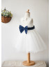 Keyhole Back Lace Tulle Knee Length Wedding Flower Girl Dress